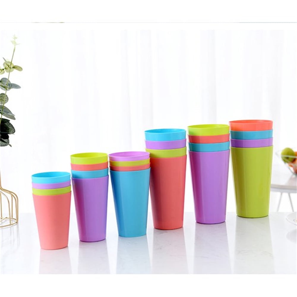 VANSINHO 35-ounce Plastic Tumblers Large Cups Set of 8 in 4 Colors Dishwasher Safe BPA Free Drinking Glasses