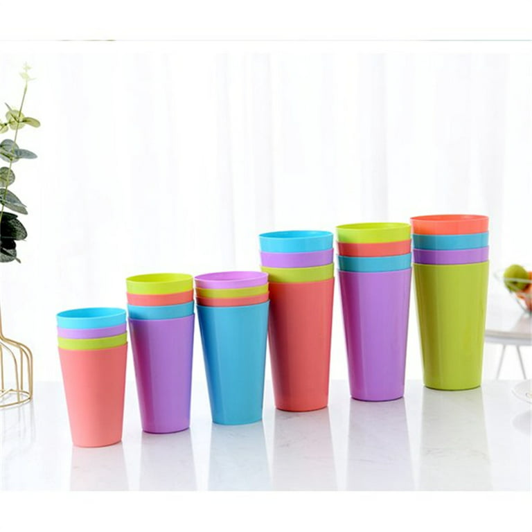 Reusable Plastic 24 oz Tumbler Goblet translucent Clear Cup with Straw and  Lid 4 Pack with measureme…See more Reusable Plastic 24 oz Tumbler Goblet