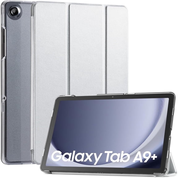 KOMI Case for Samsung Galaxy Tab A9 Plus 2023, Slim Stand Hard Back Shell Protective Smart Cover with Auto Sleep Wake Feature for Samsung Galaxy Tab A9 10.9" Tablet, Silver