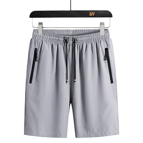 Men'S Plus Size Ice Silk Stretch Shorts,Summer Loose Sports & Recreation Shorts,Breathable Workout Running Quick Dry Shorts Rope-Fastening, Quick-Drying, Beachwear Underwear Light Grey L