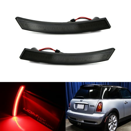 1st Gen Lens iJDMTOY (2) Euro Smoked Lens Red LED Rear Side Marker Lights For 1st Gen 2002-2008 MINI Cooper R50 R52 R53 (For Rear Bumper Sidemarker) ()