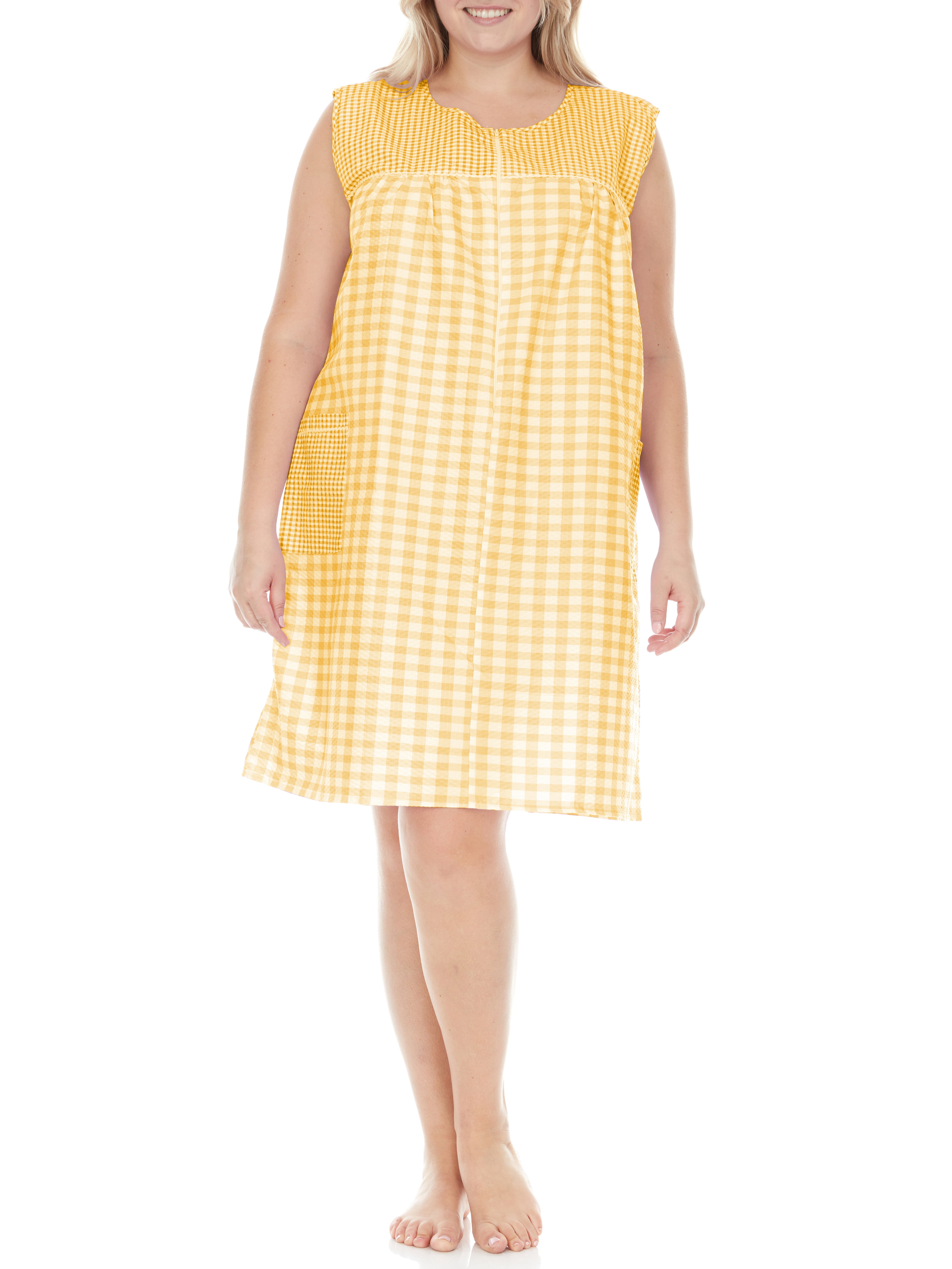 EZI House Dresses for Women with Pockets Moo Moos Gingham House Coat