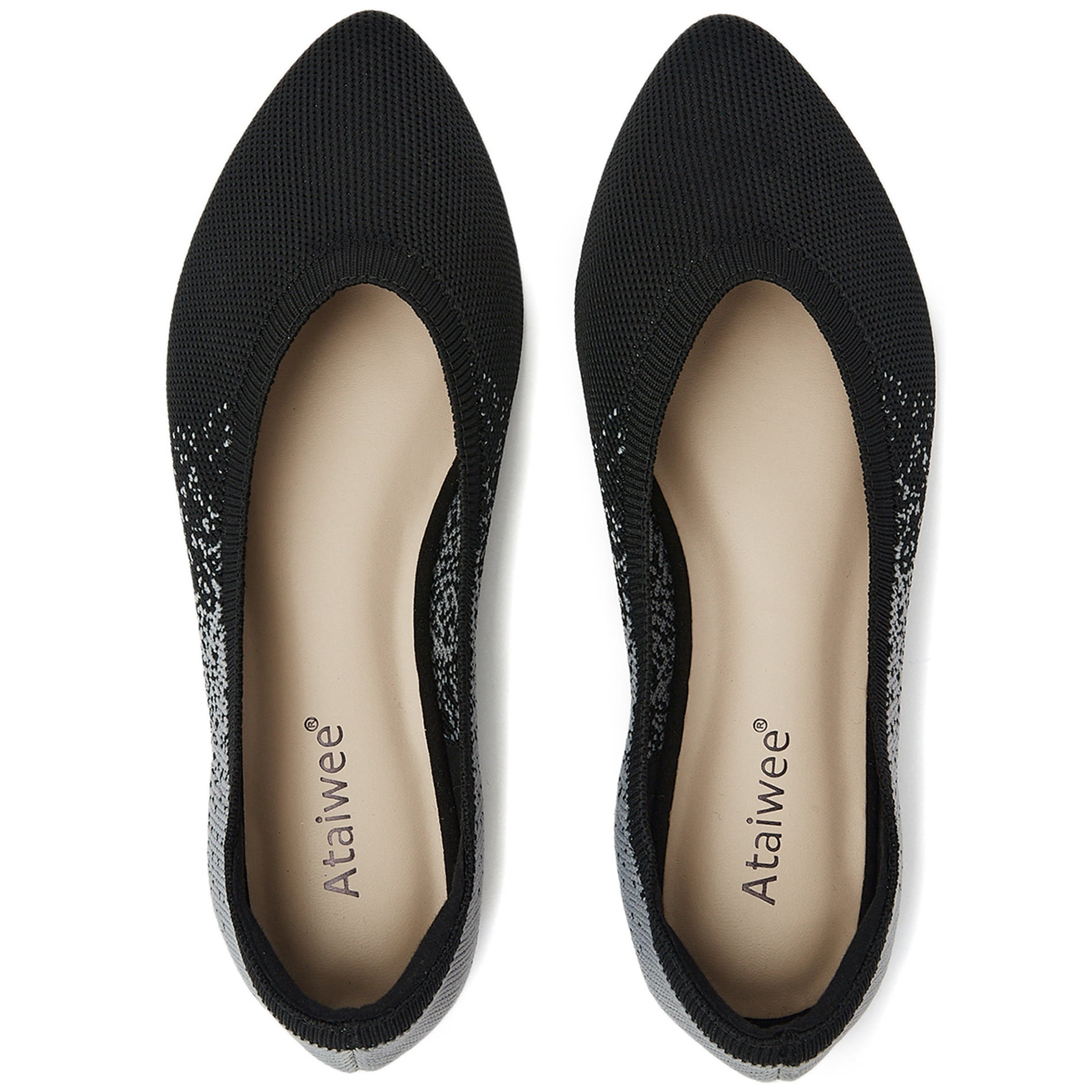 Ataiwee Women's Wide Width Flat Shoes, Plus Size Casual Pointy Toe Slip