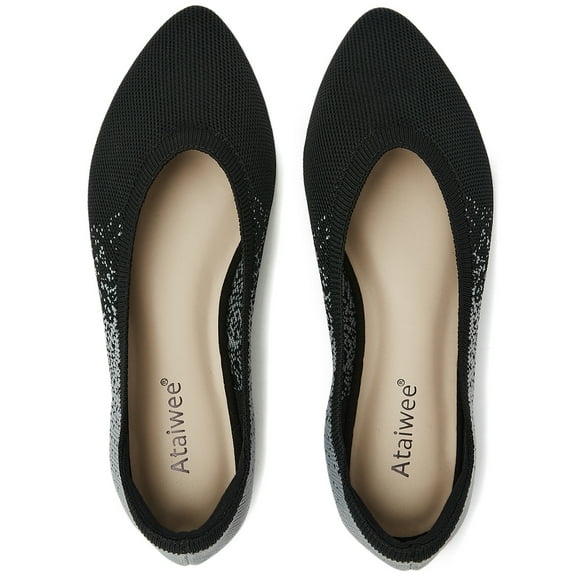 Ataiwee Women's Wide Width Flat Shoes, Plus Size Casual Pointy Toe Slip on Wide Ballet Shoes.