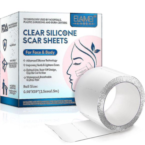 Silicone Scar Sheets, 2.5cmx 1.5mclear Scar Tape, Silicone Scar Strips, Invisible Silicone Scar Sheets