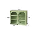 thumbnail image 4 of 27.56" Wall Cabinet with 2 Glass Doors, Woven PatternMetal Hanging Cabinet with Three-tier Storage, Storage Cabinet Bathroom Cabinet for Entryway Living Room Dining Room, Green, 4 of 9