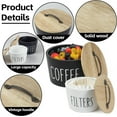 thumbnail image 3 of EcoNesxp Coffee filter holder with lid Durable and long lasting set of two metal and bamboo coffee filter containers, 3 of 5