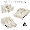 thumbnail image 2 of MIKIBAMA 55" Velvet 3 In 1 Convertible Sofa Bed with Side Pockets & Adjustable Backrest, Perfect for Living Room,Beige, 2 of 5