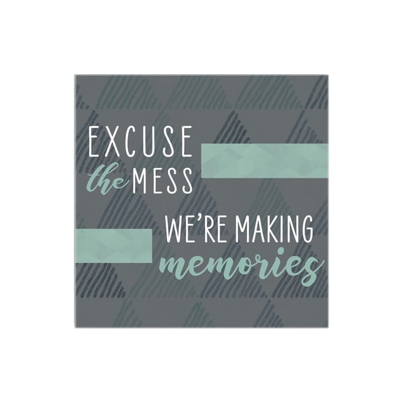 Making Memories Grey Green Triangles 12 x 12 Wood Wall Sign Plaque