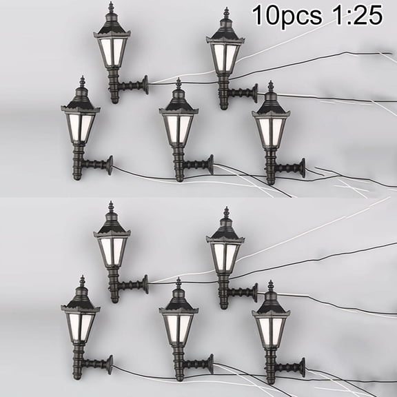 10pc Led Lamppost Lamps Wall Lights Model Scale 1:25 3V Light Model Train Railway Park Lamps Miniature Lanscape Ornament
