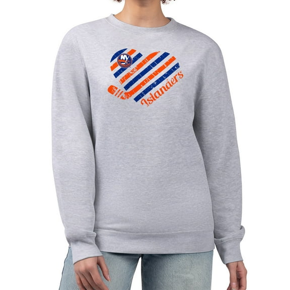 Women's G-III 4Her by Carl Banks  Heather Gray New York Islanders Heart Graphic Pullover Sweatshirt