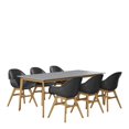 thumbnail image 3 of Amazonia Berna 7-Piece Patio Rectangular Dining Table Set, Eucalyptus Wood, Ideal for Outdoors and Indoors, Black Chairs, 3 of 10