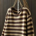 thumbnail image 4 of Sweaters for Women Oversized Crewneck Striped Color Block Spring Fall Knitted Pullover Tops, 4 of 6