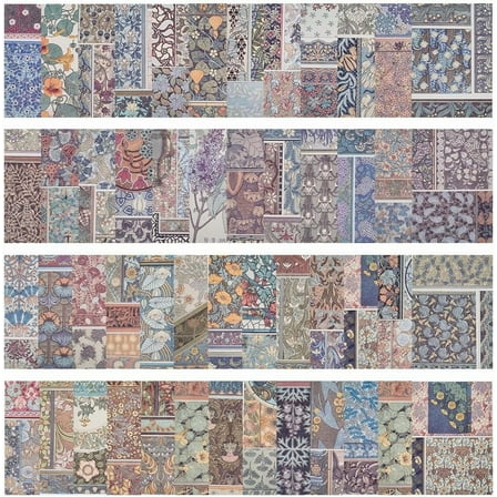 100 Sheets 50 Styles Vintage Boho Scrapbook Paper 3.94x5.51inch Plants Flower Leaves Decorative Decoupage Cardstock Scrapbooking Supplies