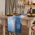 thumbnail image 2 of Navy Blue Ombre Table Runner 108 Inches Long, Modern Oil Painting Geometric Cotton Linen Table Runners Dresser Scarves, Decorative Fabric Tabletop Scarf Furniture Cover for Home Dinner Party 13"x108", 2 of 8