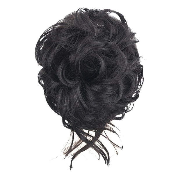 Piezas de cabello postizas, cabeza de bolas de barba larga, coleteros de moño portátiles de buena flexibilidad para niñas, agregando plenitud de moño marrón negro