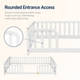 thumbnail image 6 of Miniyam Full Size Floor Bed with Guardrails, Low Profile Wooden Kids Bed Frame with Rounded Entrance, White, 6 of 9
