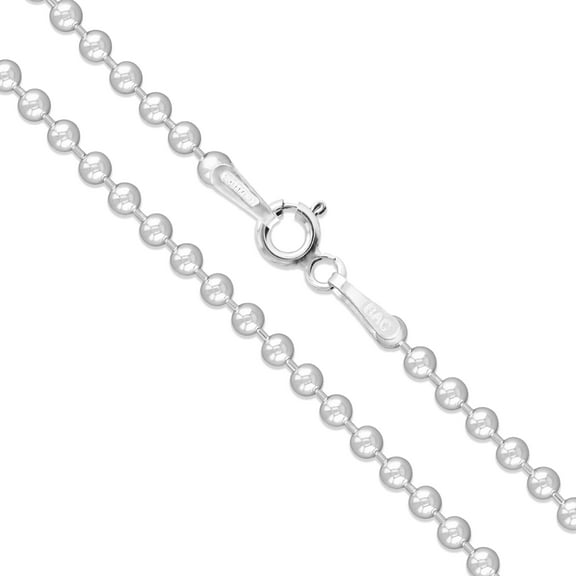 Sterling Silver Italian Ball Bead Chain 1.5mm 925 Italy Dog Tag Necklace 16" Jewelry Female Unisex