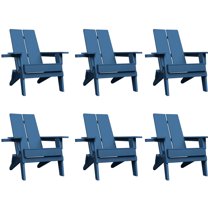 Krikacy Outdoor Folding Adirondack Chair-Set Of 6,with Cup Holder High Back,for patio,Navy