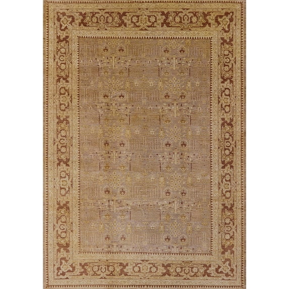 Ahgly Company Indoor Rectangle Mid-Century Modern Brown Sand Brown Oriental Area Rugs, 8' x 10'