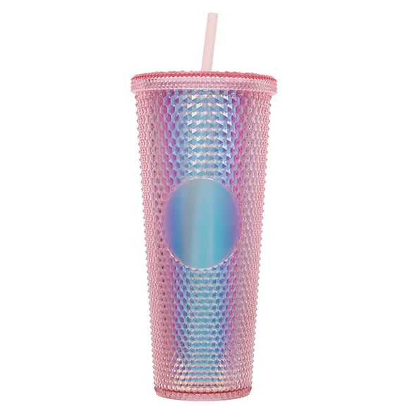 710ml plastic cup with lid and straw, reusable iced coffee cup, smoothie cup, transparent laser cup