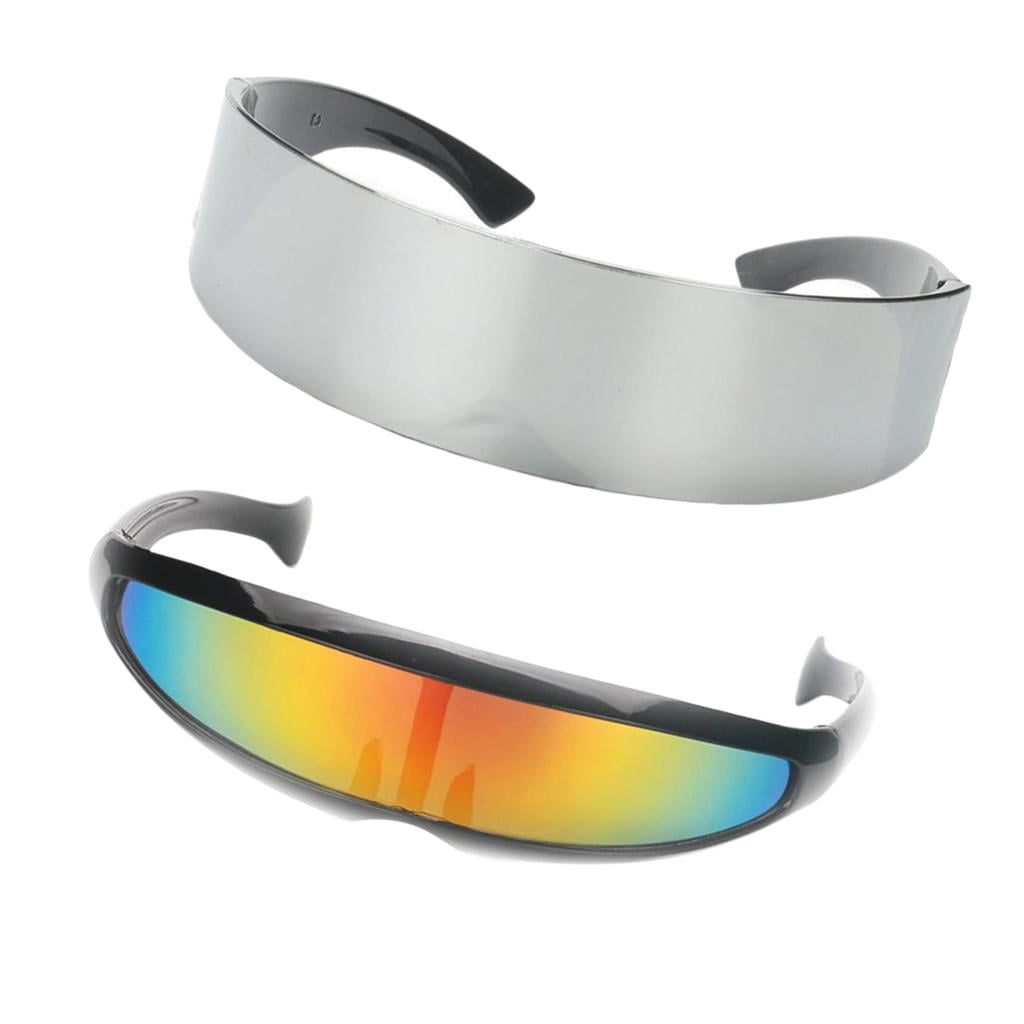 2pcs Fun Metallic Silver Space Robot Party Glasses Future Soldier Sunglasses 