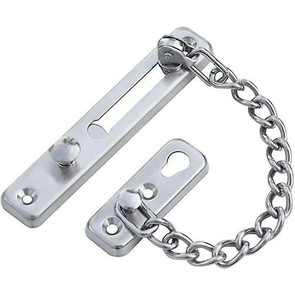 Dww-verrou De Scurit Coulissant Chane Argente - Bloque Porte - Serrure Porte - Porte Coulissante Interieur - Serrure Portail Exterieur - Loquet Porte