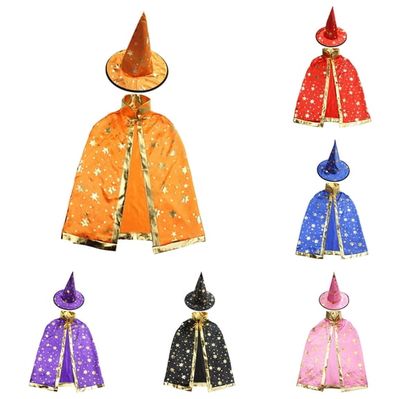 NordicNest Cloak For Kids Party Witch Cape Elegant Style Cape With Embossed Gold Design Ski Jackets Girls
