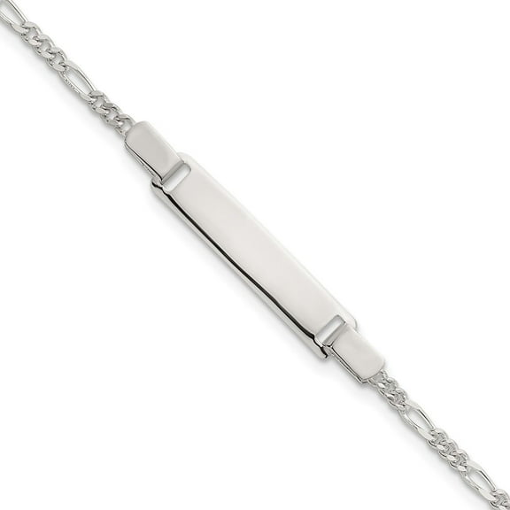 Sterling Silver Polished Figaro Link Childrens 6 Inch ID Bracelet