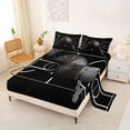 thumbnail image 2 of Castle Fairy Basketball Print Queen Sheets 4 Pieces, Court Pattern Queen Sheet Sets, Black Gold White,1 Fitted Sheet, 1 Flat Sheet and 2 Pillowcases, 2 of 6