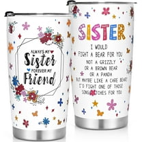 Qtencas Sister Gifts from Sister, Always My Sister Forever My Friend Tumbler, Birthday Gifts for Sister BFF,Sister Xmas Gift, Valentines Day Gift for Sister,20oz Stainless Steel Insulated Tumbler