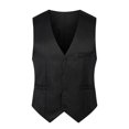 thumbnail image 2 of Joernso Simple Solid Color Men Suit Vest Slim Fit V-neck Sleeveless Single Breasted Leisure Party Bar Banquet Dress Waistcoat Workwear, 2 of 8