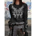 thumbnail image 5 of Graphic Tees for Women Teen Girls Aesthetic Grunge Gothic Clothes Y2k Shirt Knit Basic Long Sleeve Top Fall Black M, 5 of 8