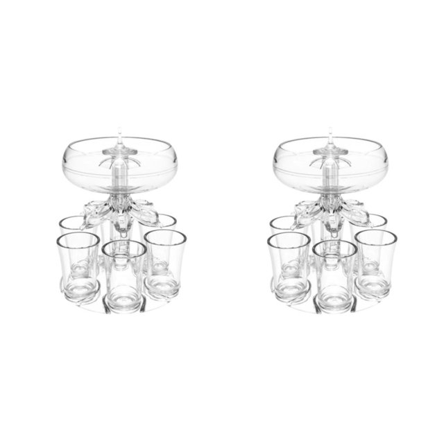 Billuyoard Dispensador de vino transparente con 6 vasos de chupito, estante para vino, regalos de fiesta, Bar y hogar Sin luces 2Conjunto