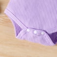 thumbnail image 7 of UngA Newborn Baby Girl Clothes Summer Outfit Short Sleeve Ribbed Romper Suspender Overalls Shorts Set Infant Clothing 12-18 Months,Purple, 7 of 7