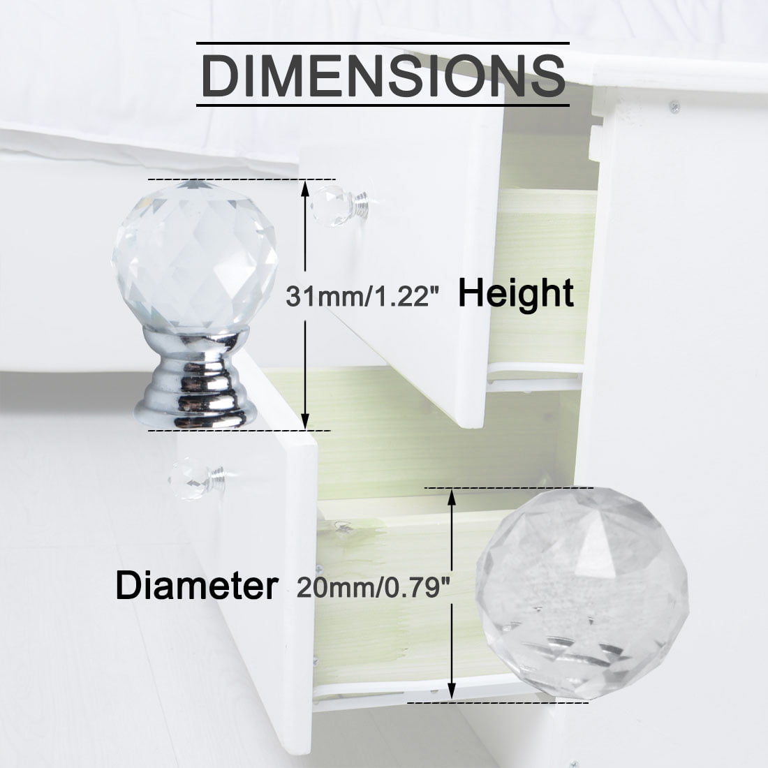 Crystal Glass Knobs Drawer Pull Handle Dresser Knob Accessory Clear 20mm 6pcs Walmart Canada
