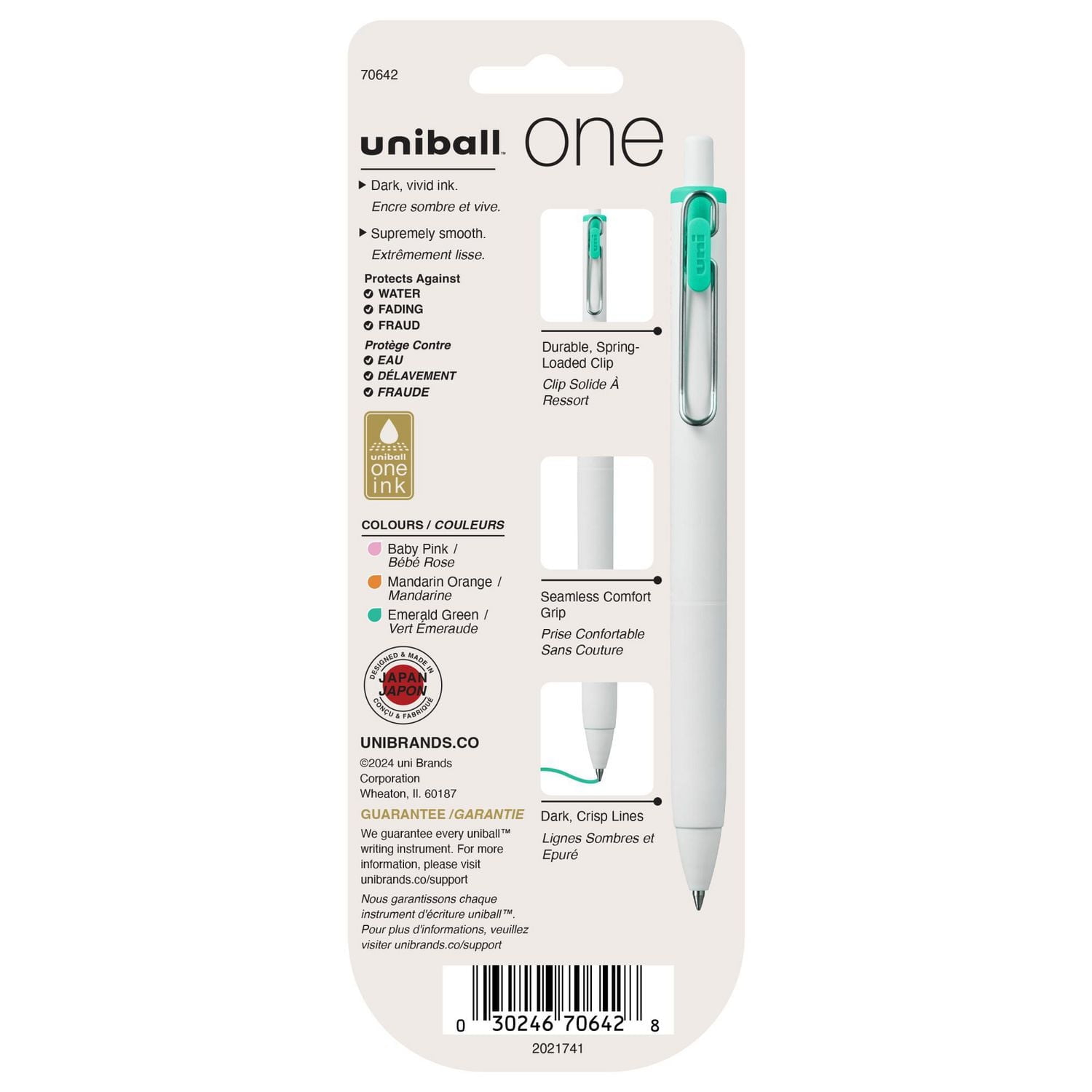 uniball™ one Retractable Gel Pens, Medium Point (0.7mm), Sherbert Ink, 3 Pack, Retractable Gel Pens, 0.7mm