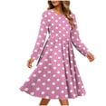 thumbnail image 2 of Fznquz Pink Womens Plus Size Dresses Midi Polka Dot Flowy A-Line Casual Long Sleeve Spring 2026 Women Clothing, 2 of 6