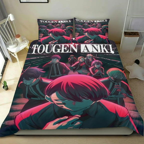 Tougen Anki thin bedding set has an iconic print,One duvet cover and two pillowcases.35" x 75"（90*190cm）
