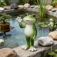 thumbnail image 4 of Deeceymbur Stretching Frog Resin Garden Statue Outdoor Decor Patio Yard Pond Whimsical Cute Sculpture Hand-Painted Weather Resistant Ornament Garden Indoor, 4 of 5