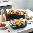 thumbnail image 5 of SWEEJAR Porcelain Bakeware Set for Cooking, Ceramic Rectangular Baking Dish Lasagna Pans for Daily Use, Set of 3,Jade, 5 of 6