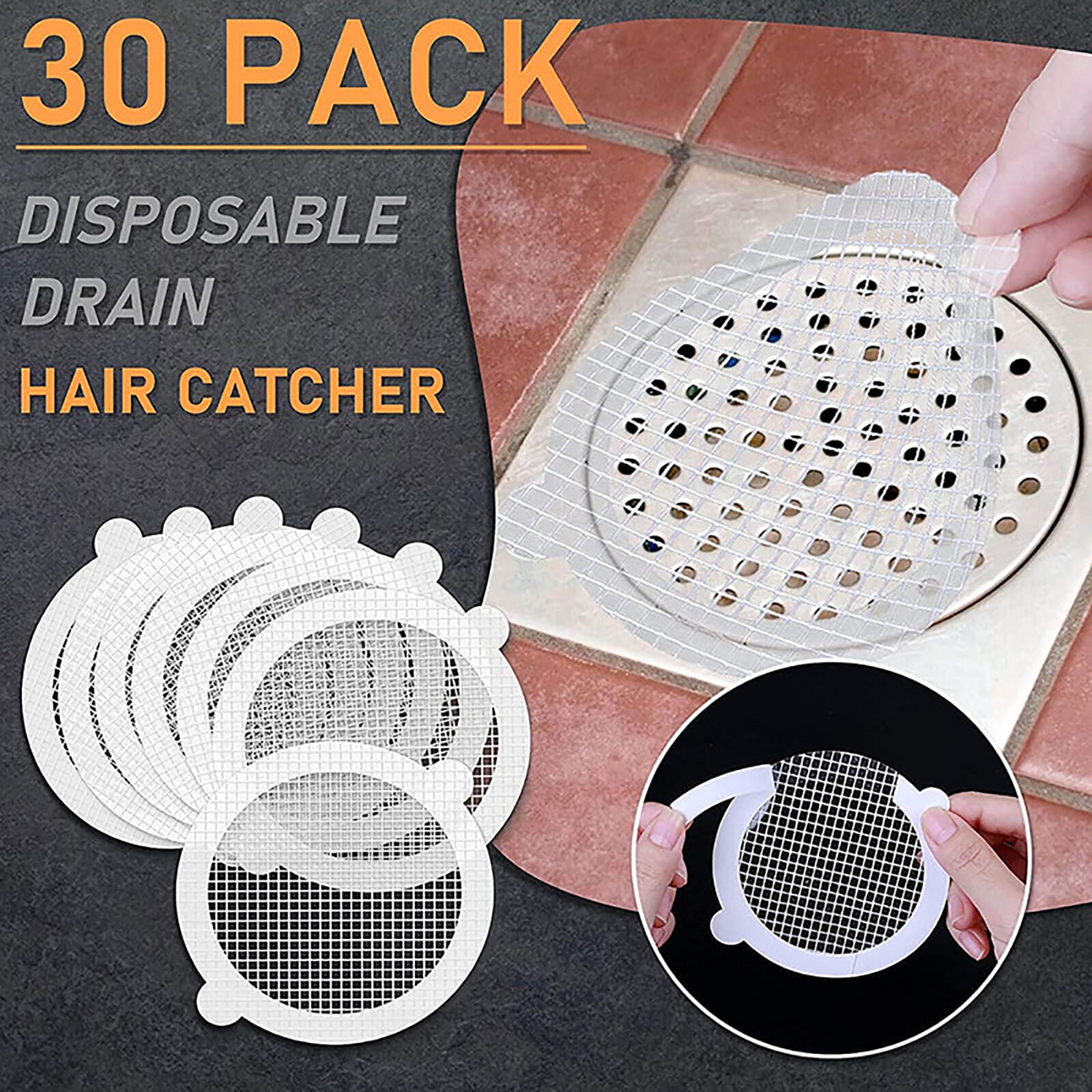 30pcs Household Drain Filter Sticker Self-adhesive Floor Drain