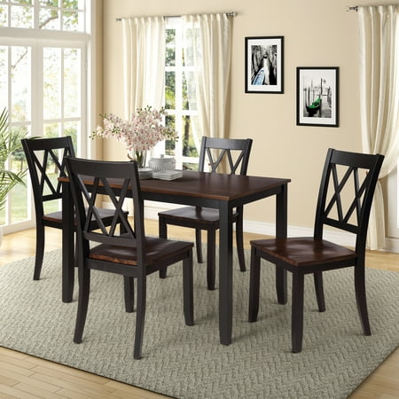  Clearance  Black Dining Table Set  for 4 Modern 5 Piece 