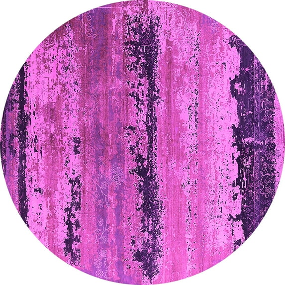 Ahgly Company Indoor Round Oriental Pink Industrial Area Rugs, 4' Round