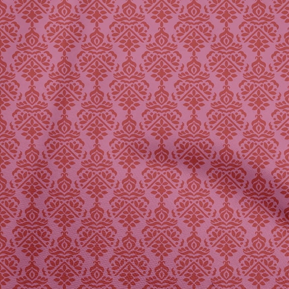 oneOone Velvet Pink Fabric Damask Quilting Supplies Print Sewing Fabric By The Yard 58 Inch Wide