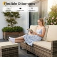 thumbnail image 5 of UDPATIO 9 Pieces Outdoor Conversation Set, All-Weather Wicker Rattan Outdoor Sectional Sofa Set with Ottoman and Swivel Chairs for Poolside, Backyard，Yellow Brown Wicker Beige Cushions, 5 of 7