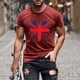 thumbnail image 2 of Mens Casual Manga Corta Botón Abajo Camisetas Estados Unidos Bandera Impresión Cuello Redondo Suéter Camiseta, Poliéster Casual Uso Diario para Hombres, 2 of 5