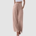 thumbnail image 2 of Womens Cargo Pants With Pockets Ladies High Waisted Wide Leg Pants Drawstring Elastic With Pockets Womens Pants Trendy 2025 Rose Gold L, 2 of 4