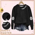 thumbnail image 5 of Clearance Oversized Crewneck Sweatshirt Women Women's Happy Easter English Printed Round Neck Long Sleeve Hooded Sweatshirt, 5 of 7