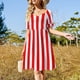 thumbnail image 4 of Vestido de rayas verticales rojas y blancas Vestidos casuales Vestido largo de mujer Cóctel de vestidos, 4 of 7
